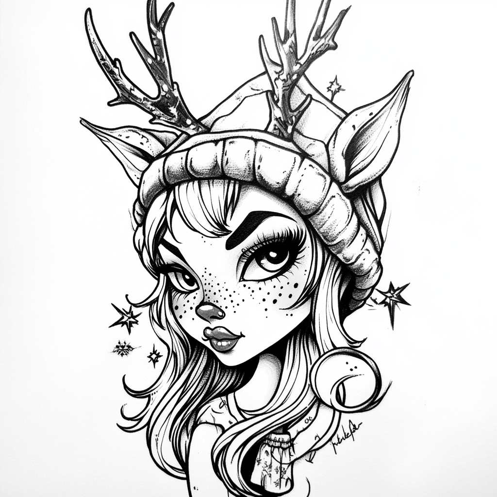 Flash art of a pretty female Rudolph.