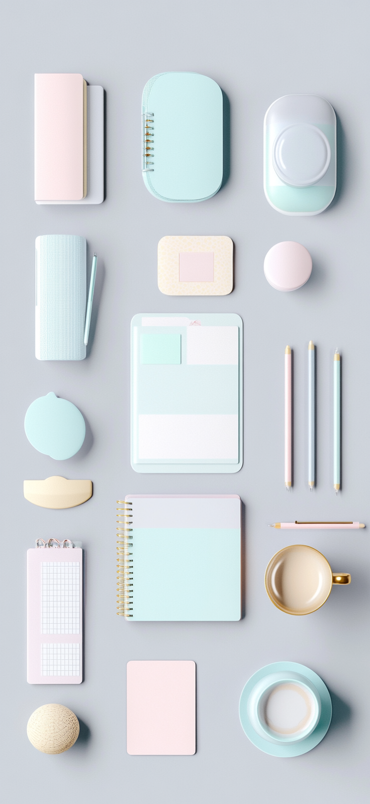 Flat Lay with Mini Elements on Light Grey