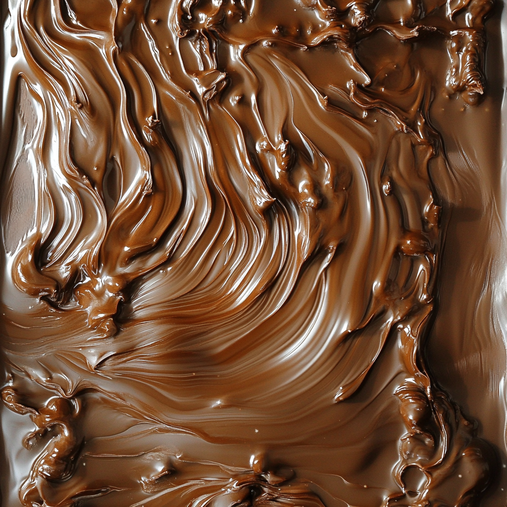 Flowing chocolate creating beautiful rippling patterns