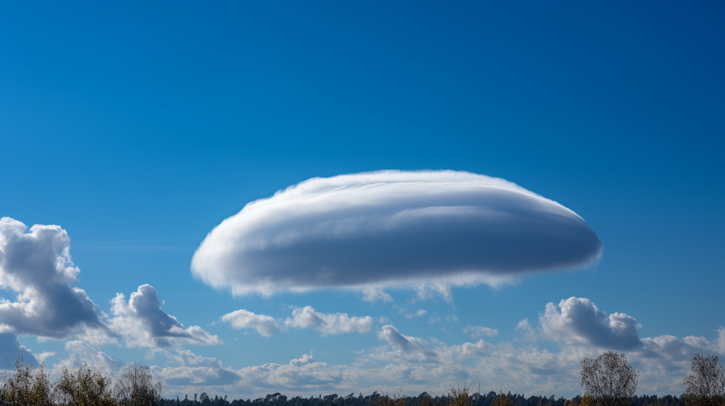 Fluffy, white cloud in clear blue sky. Canon photo.