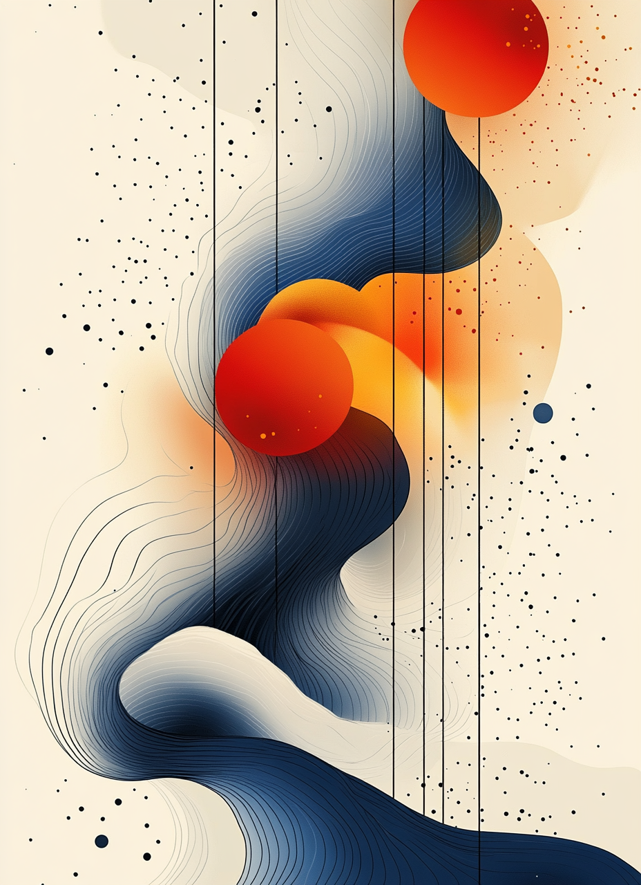 Fluid and Modern Abstract Composition with Geometric Shapes