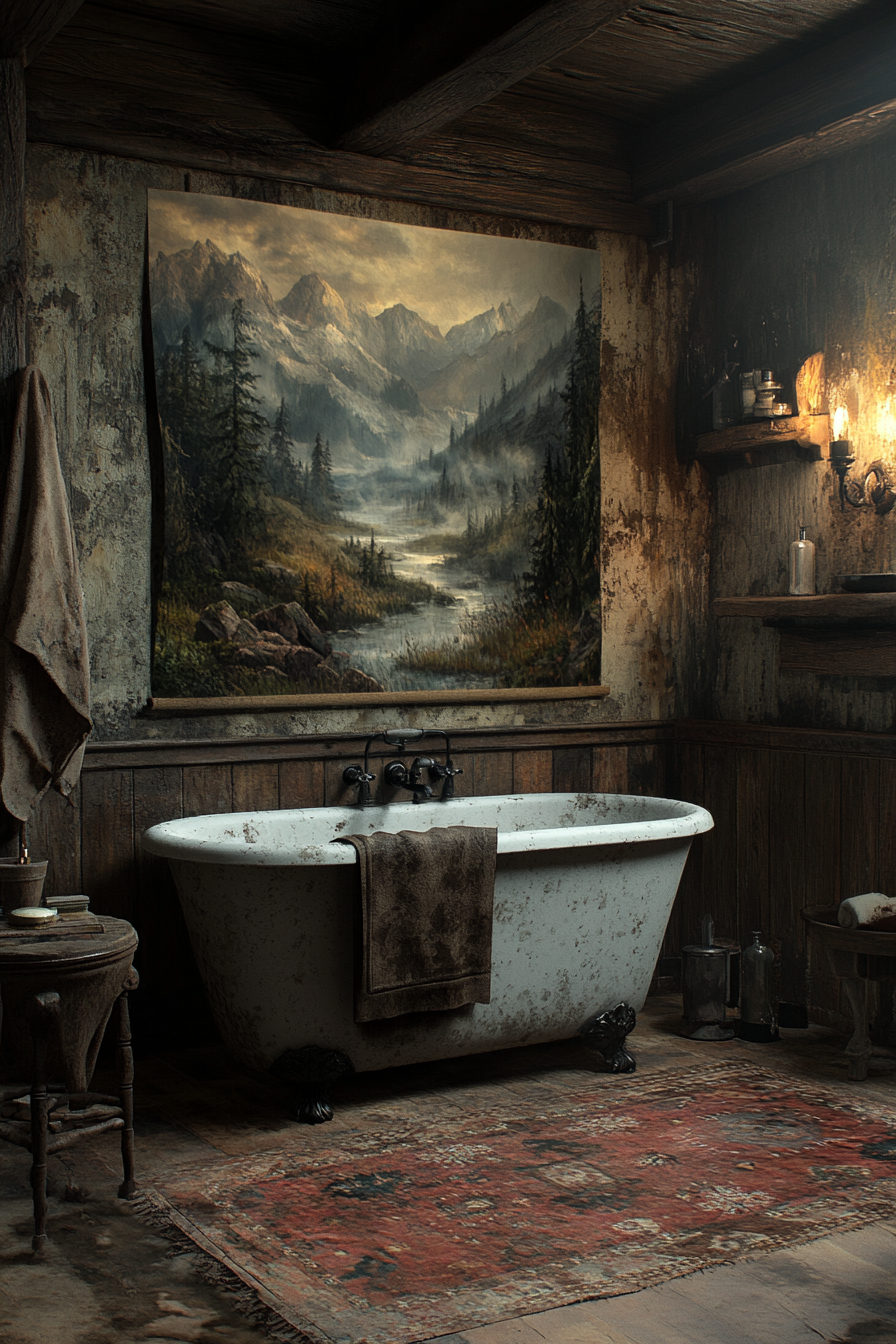 Foggy moors and dark forests themed bathroom design.