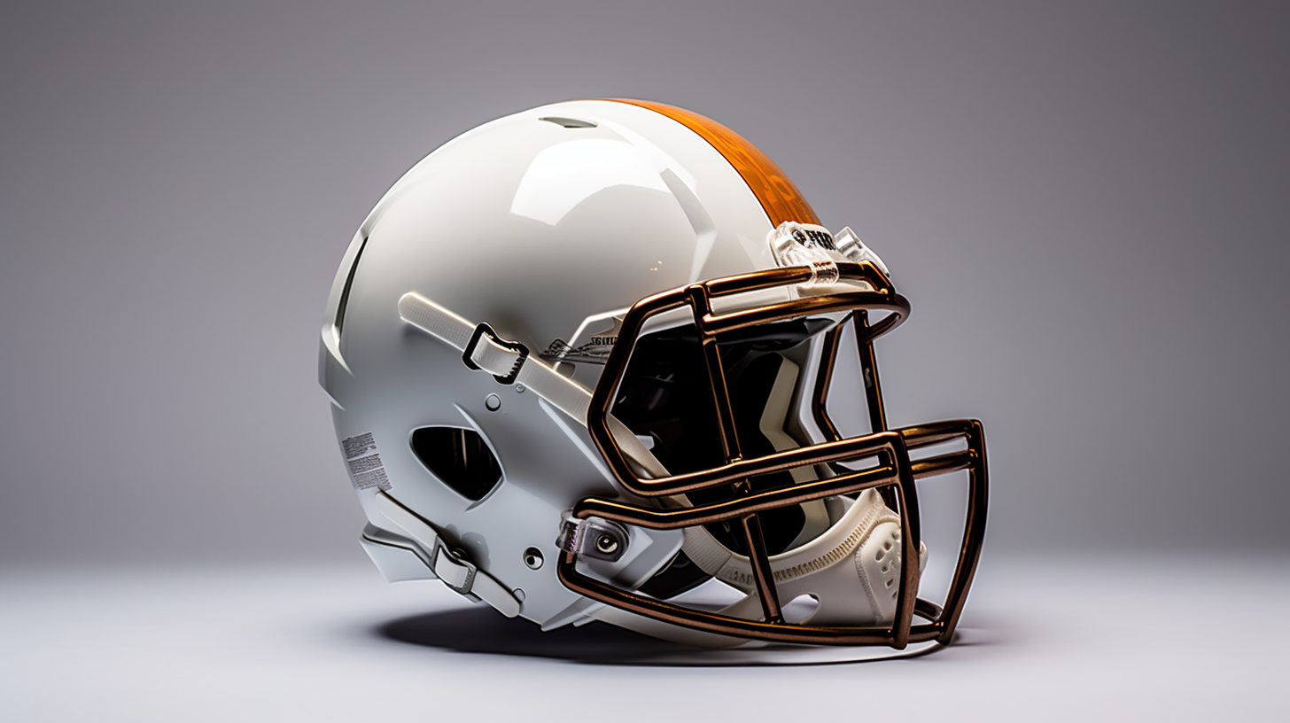 Football Helmet in Reverse View on White Background