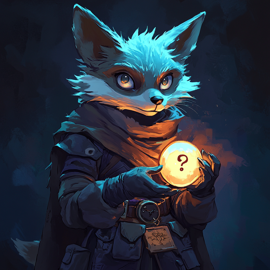 Fox character in explorer gear holding glowing artifact.