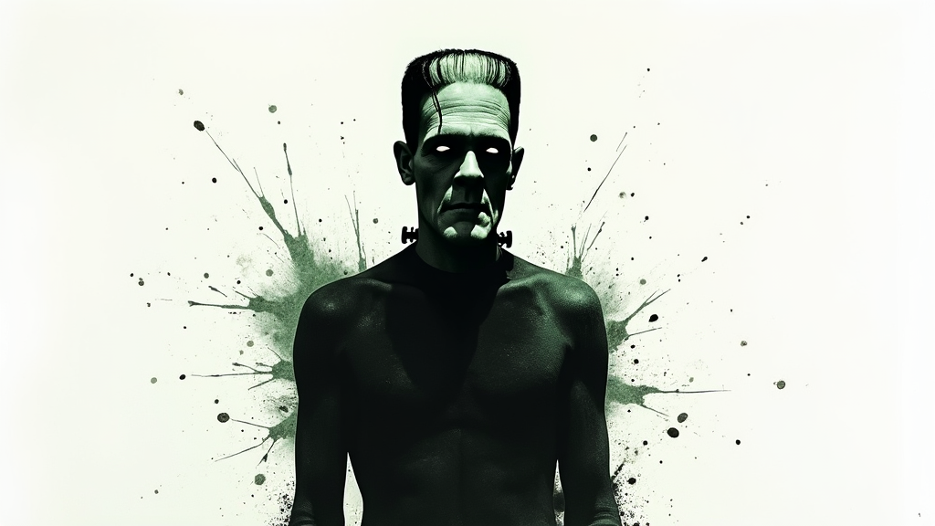 Frankenstein's Monster: Eerie, Symmetrical Ink Blotch Design