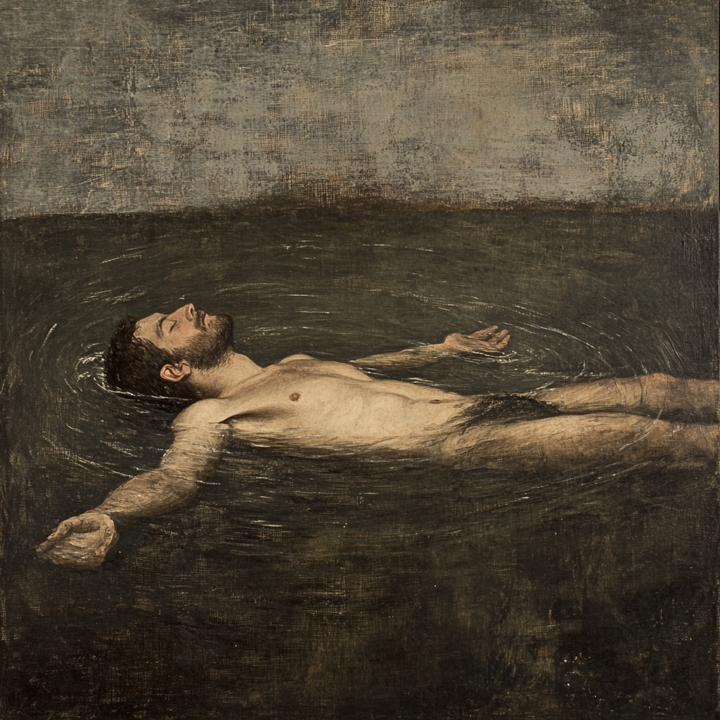 French-style 19th Century Abstract Man Floating on Water