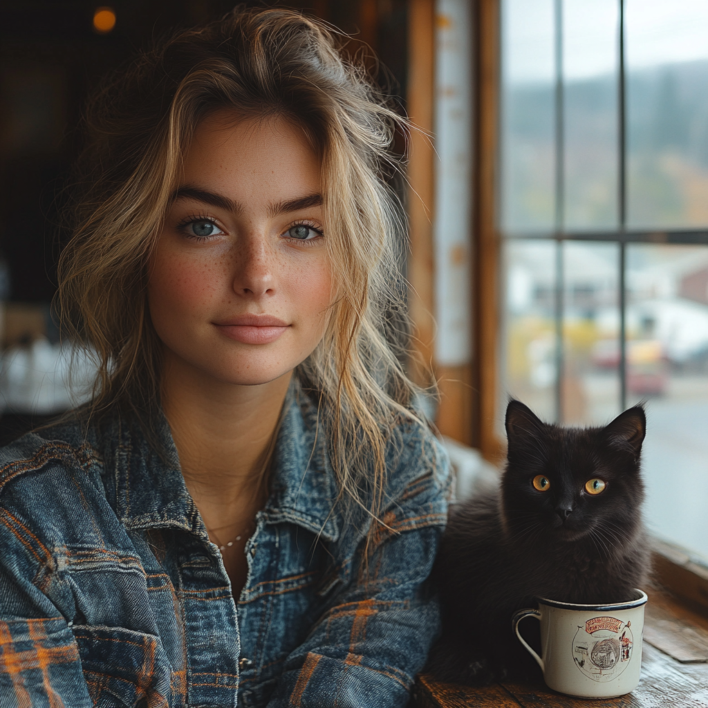 Fresh faced woman in salon by California ocean.