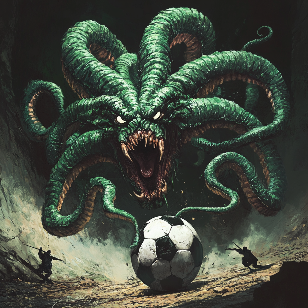 Friendly & Competitive Hydra Stomping Soccer Ball from Cave