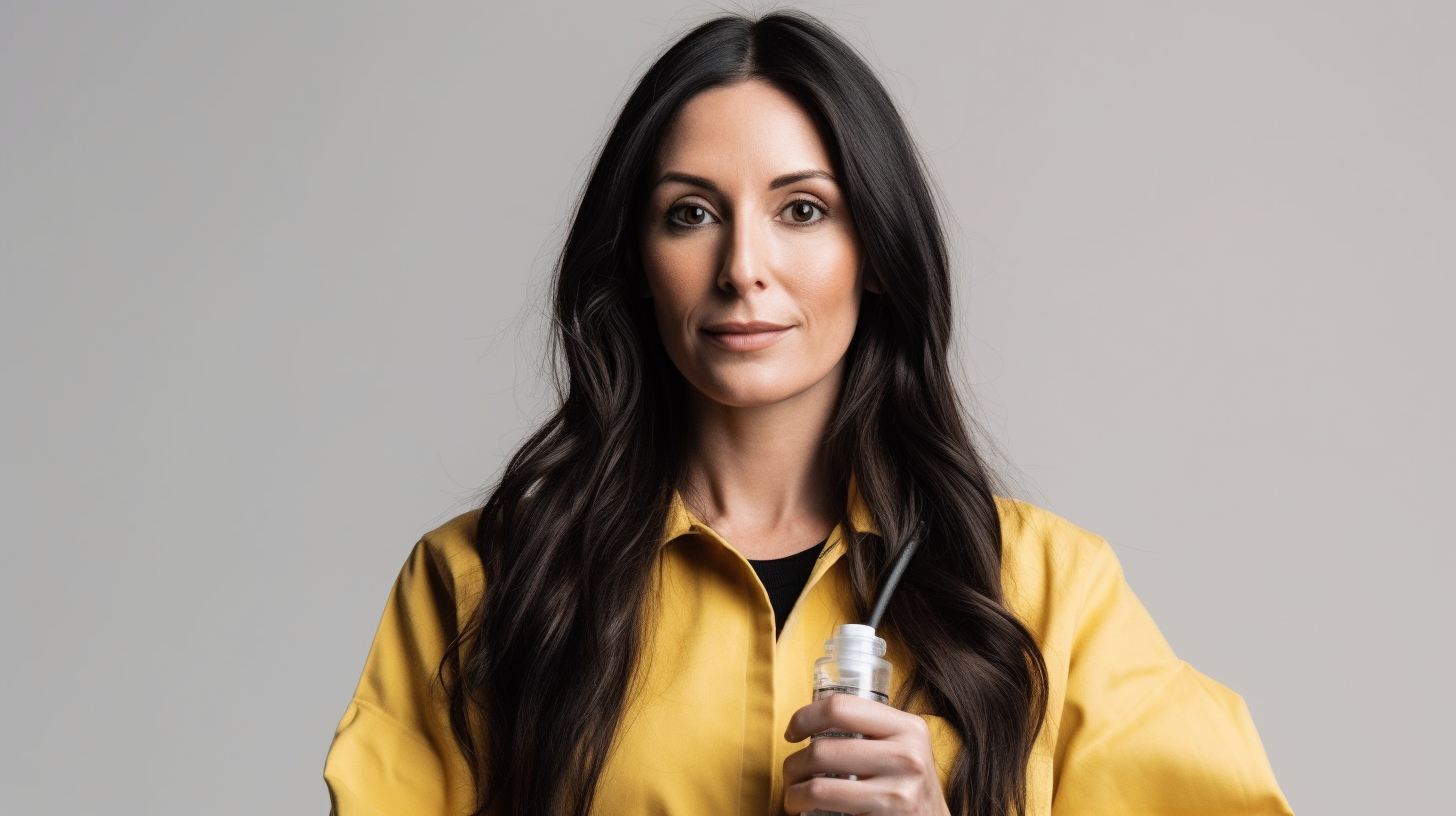 Friendly Woman Presenting Face Cream in Lab Coat