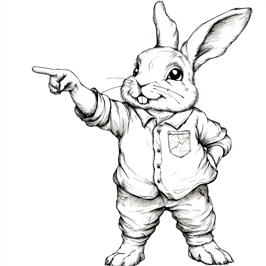 Friendly bunny with map stick for educational company logo