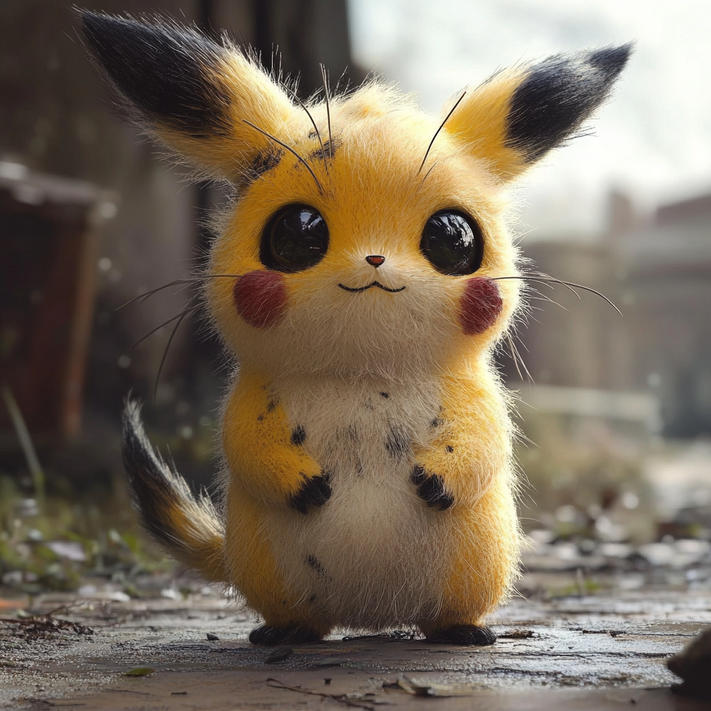 Friendly creature with features of Pikachu and Mimikyu.