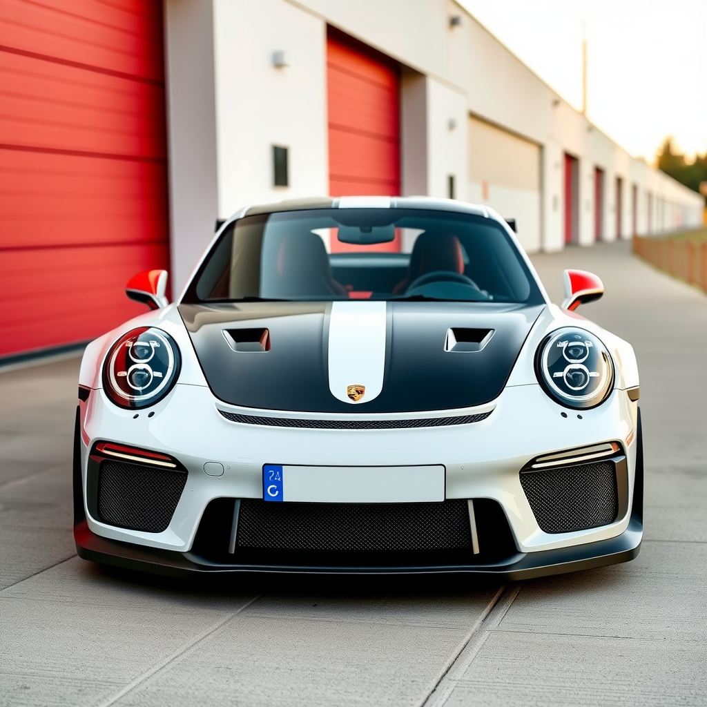 Front view of Porsche 911 GT3 RS race