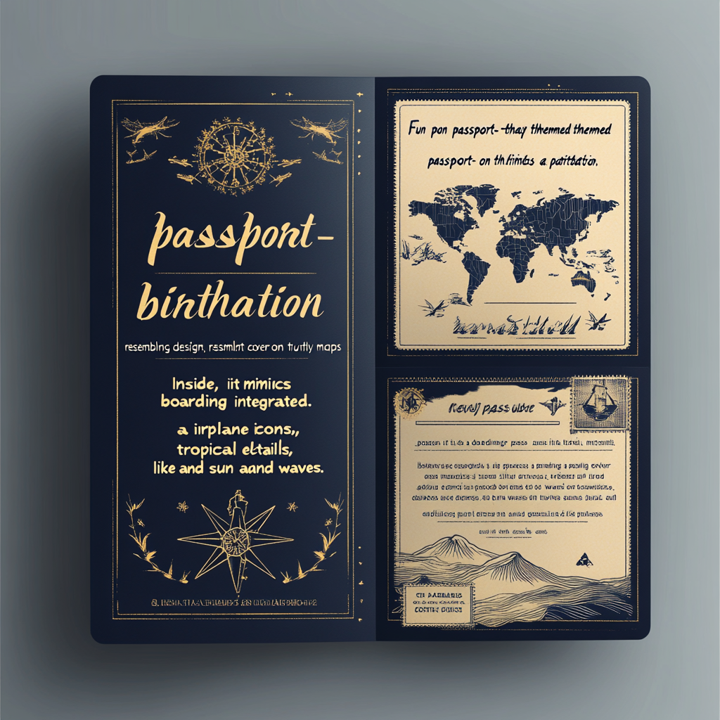 Fun passport birthday invitation with travel theme.