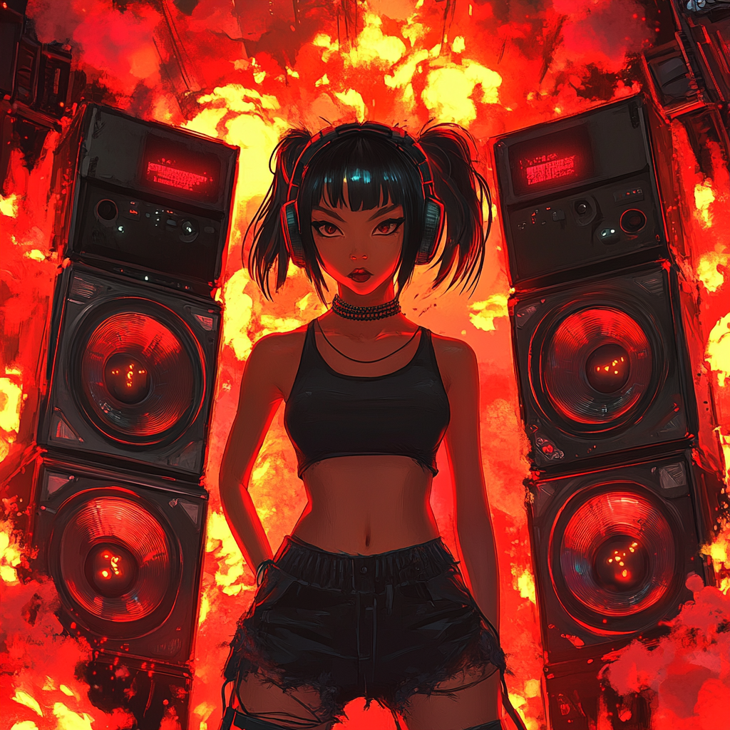 Future Girl on EDM Album Cover with Explosions