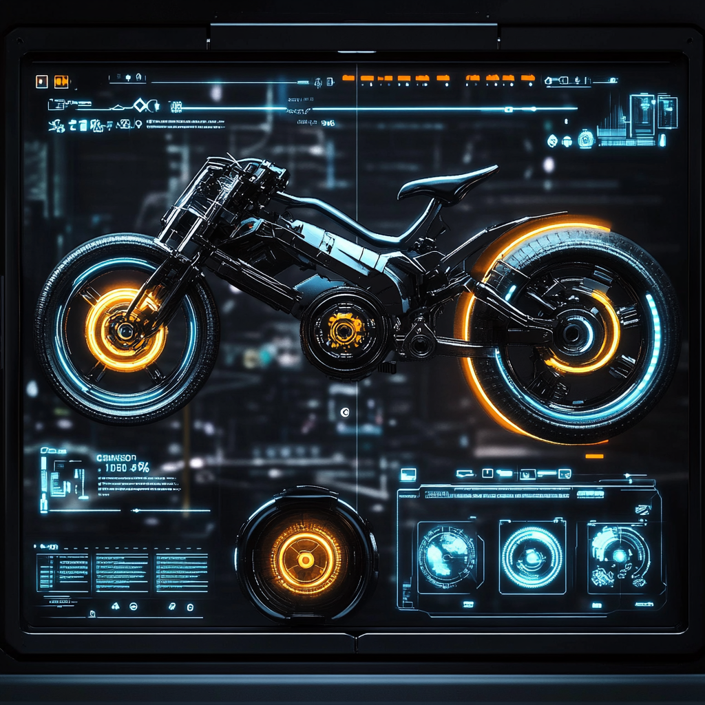 Futuristic Bike Transformer Parts with Progress Indicators.