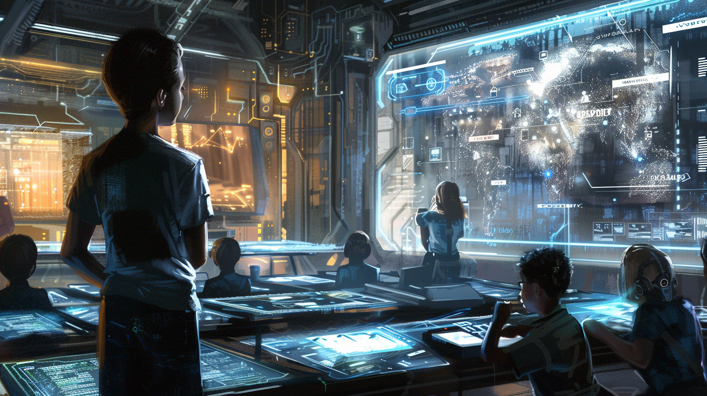 Futuristic Classroom: Holographic Displays & Immersive Historical Events