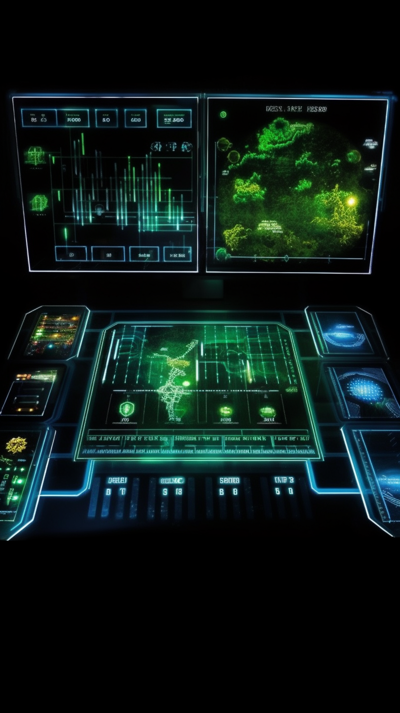 Futuristic HUD Displaying Agricultural Data in Neon Green