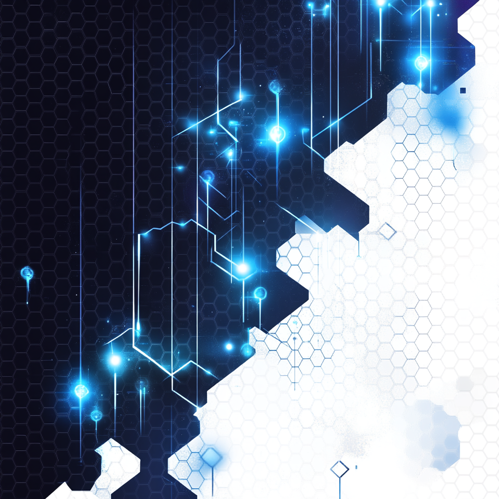 Futuristic Hexagons with Glowing Blue Nodes