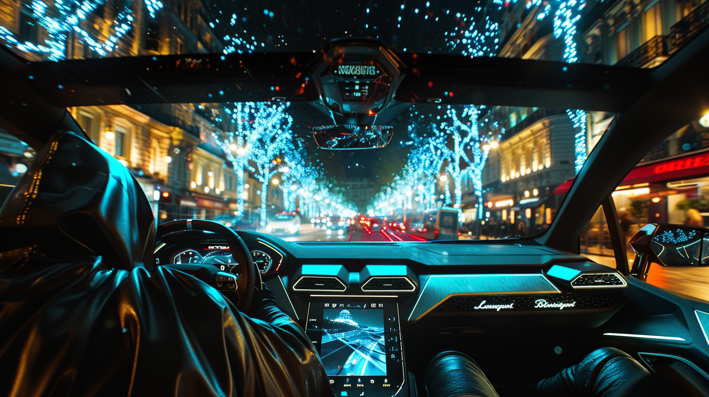 Futuristic Lamborghini Night Drive in Paris 