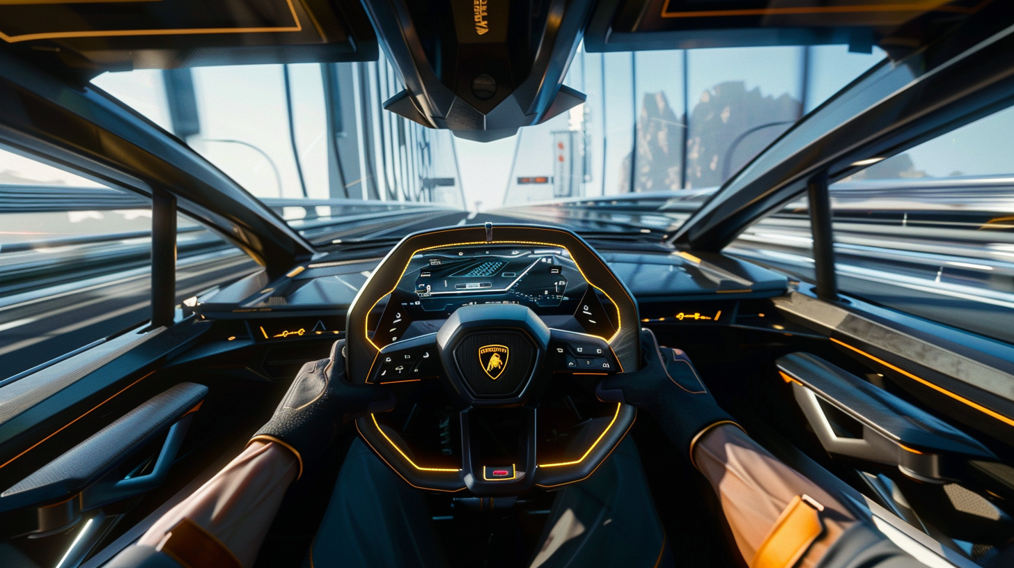 Futuristic Lamborghini Ride with Digital Screen inside