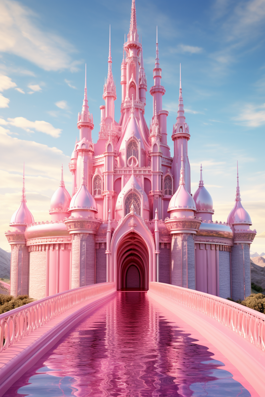 Pink Cinderella Castle in Futuristic Setting