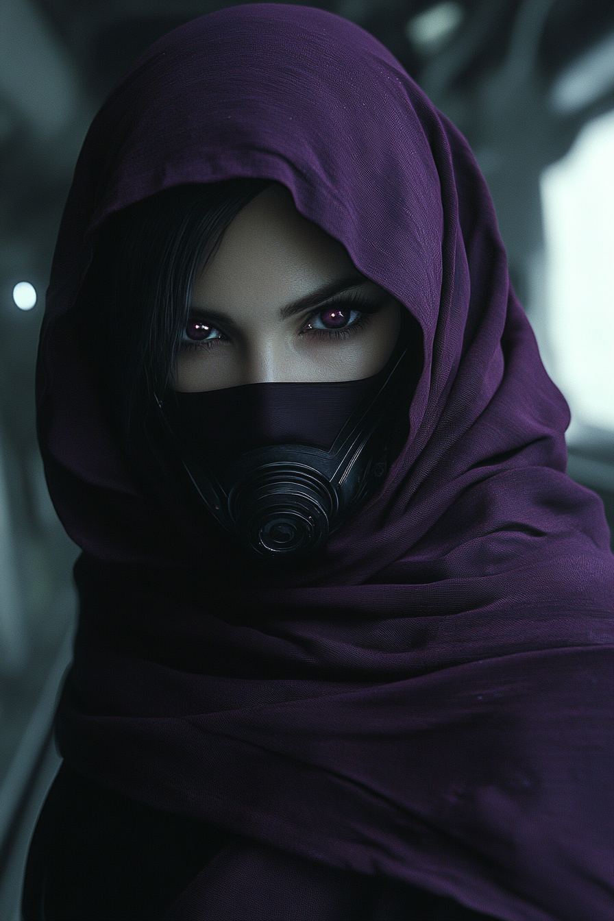 Futuristic Sci-Fi Woman Portrait with Rebreather Mask