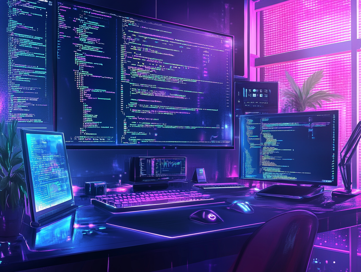 Futuristic Tech Environment Showcasing Top Programming Languages 2024