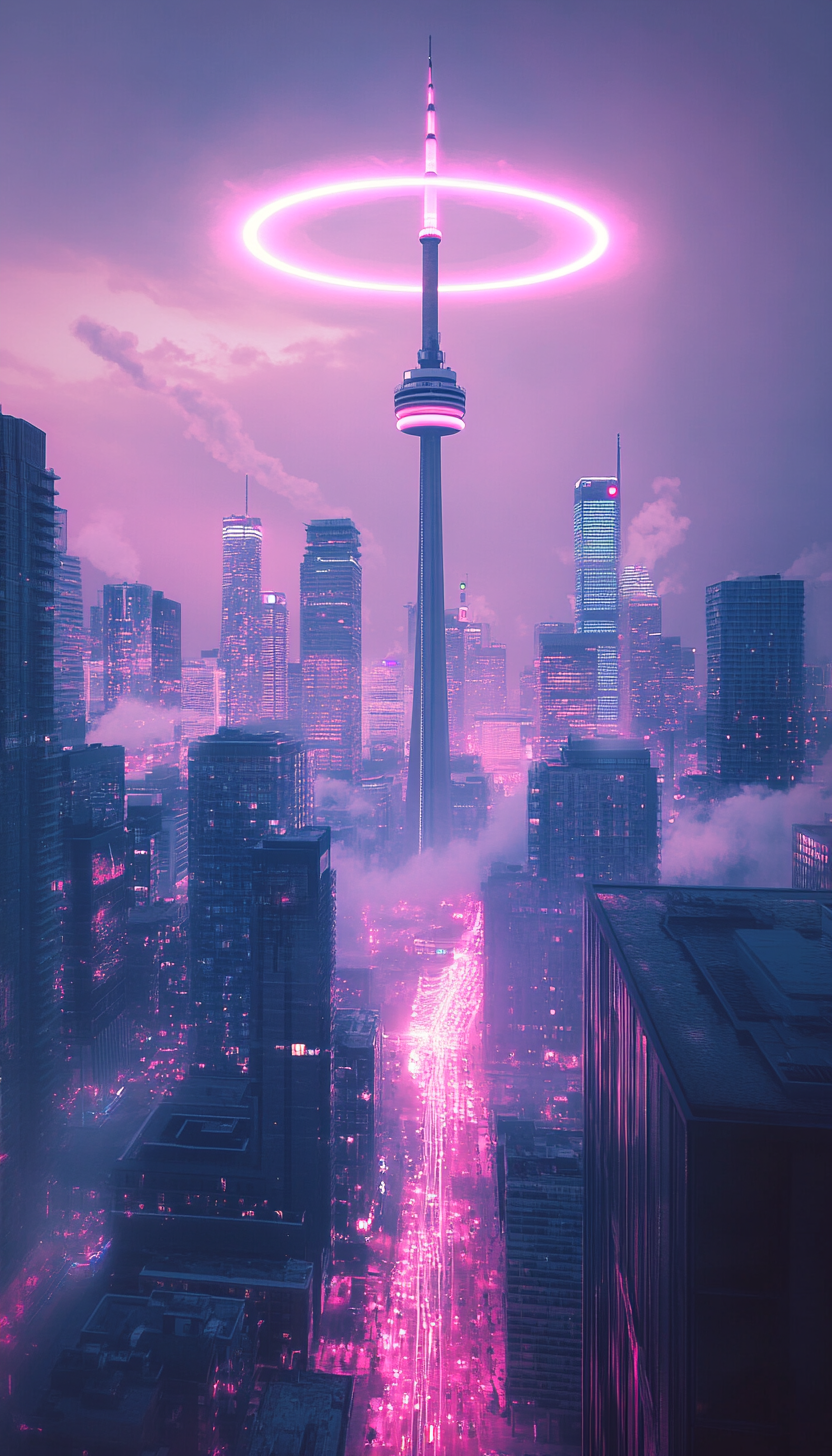 Futuristic Toronto: Extended CN Tower in Golden Hour