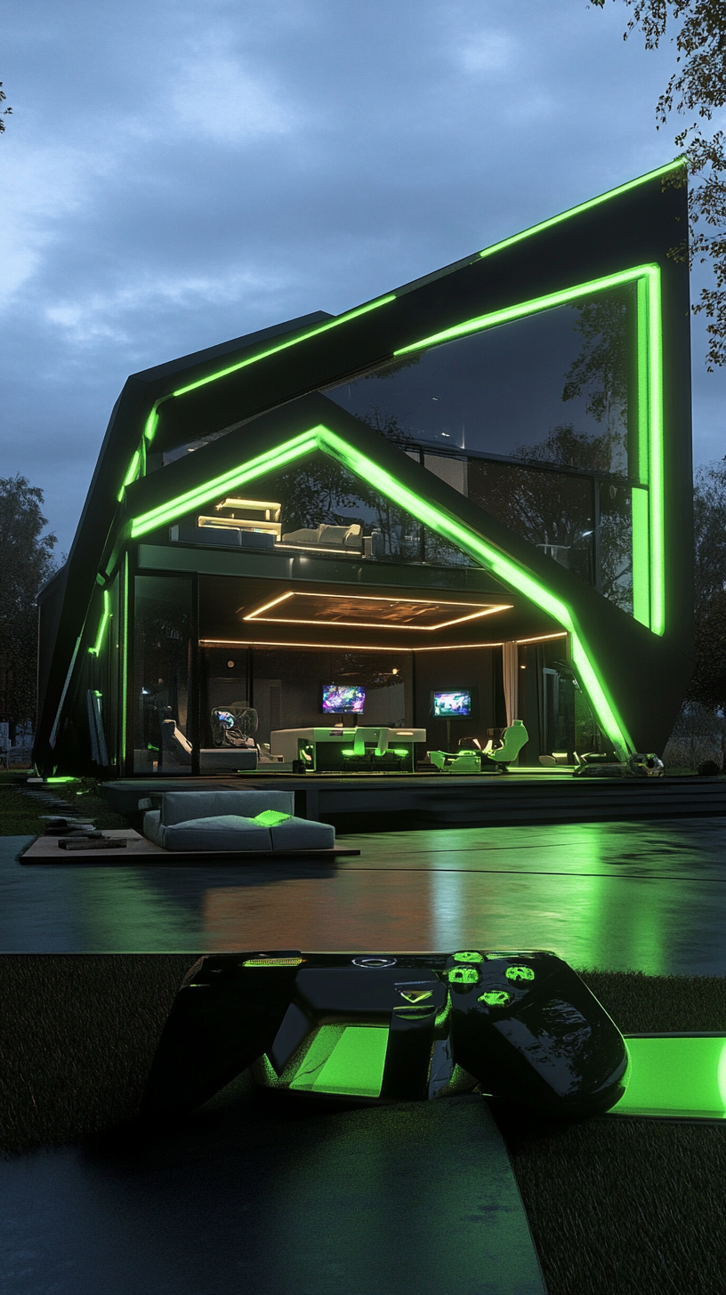 Futuristic Xbox-Inspired House with High-Tech Gaming Vibes