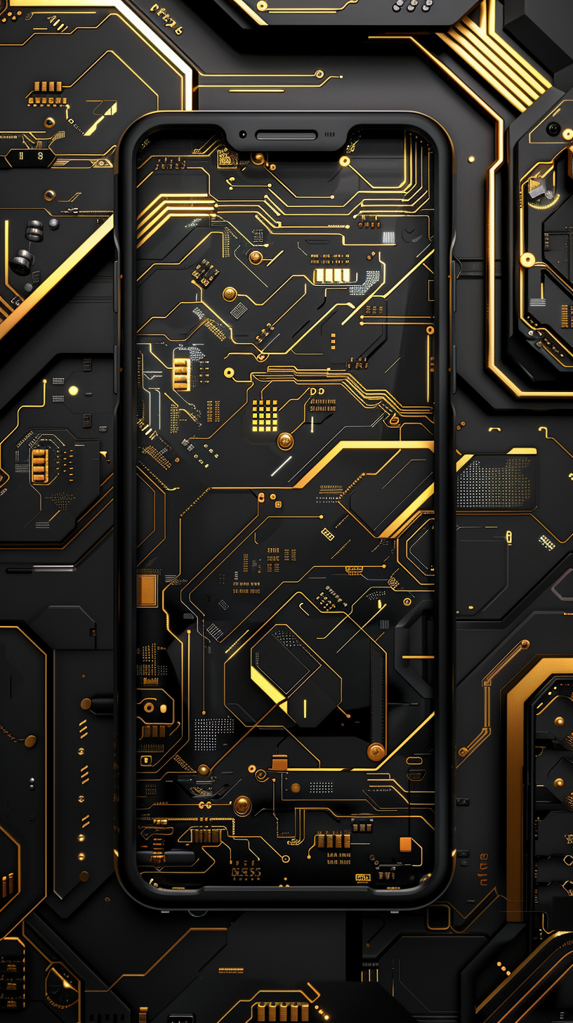 Futuristic black and gold cell phone wallpaper