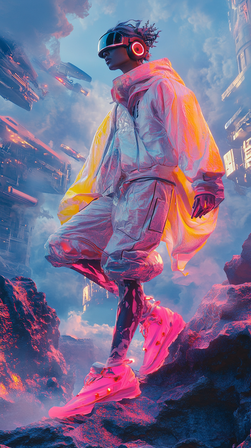 Futuristic cyberpunk character art with hyperrealistic details.