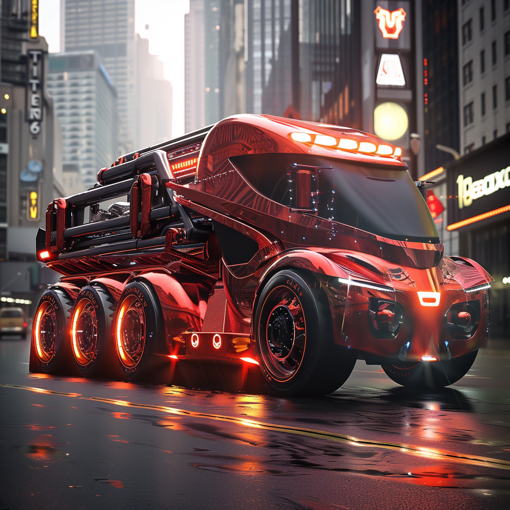 Futuristic fire truck like a fast, shiny race car.