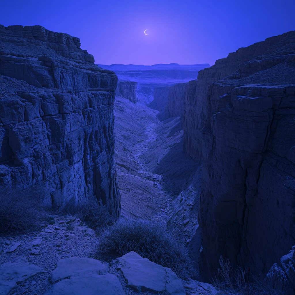 Futuristic night view of three wise men.