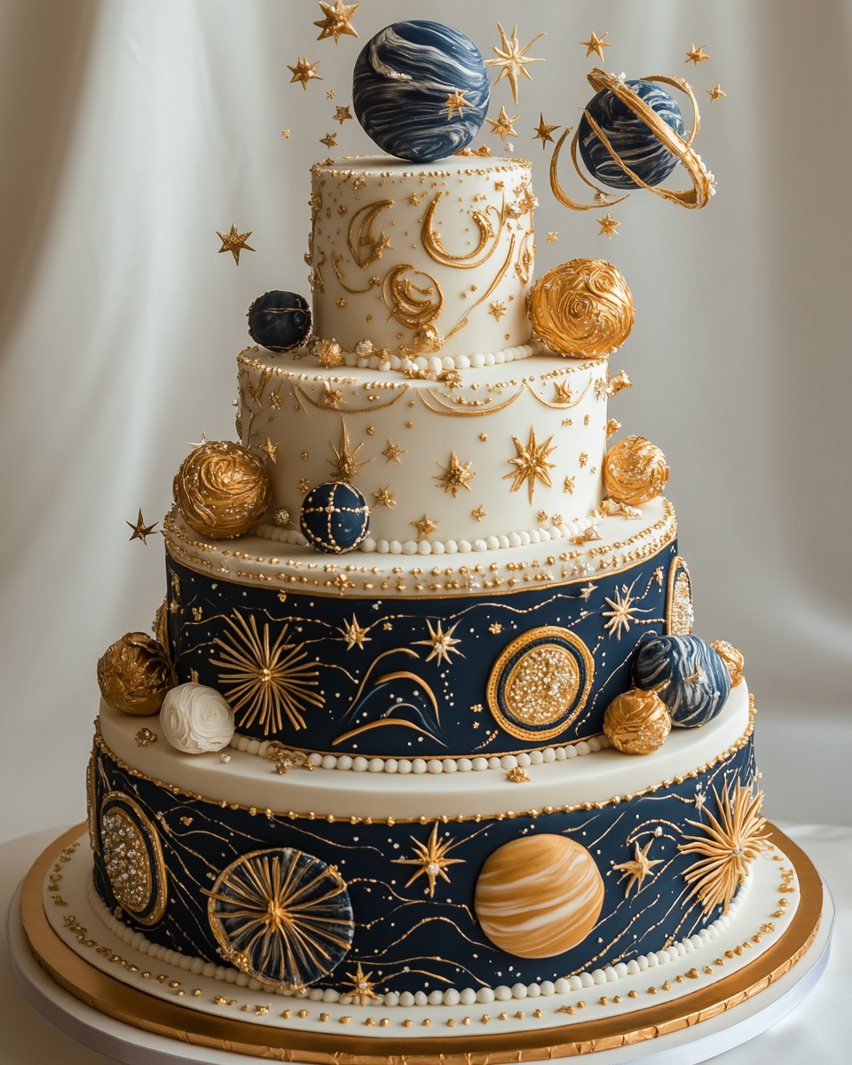 Galaxy Themed Birthday Cake at Planetary Party