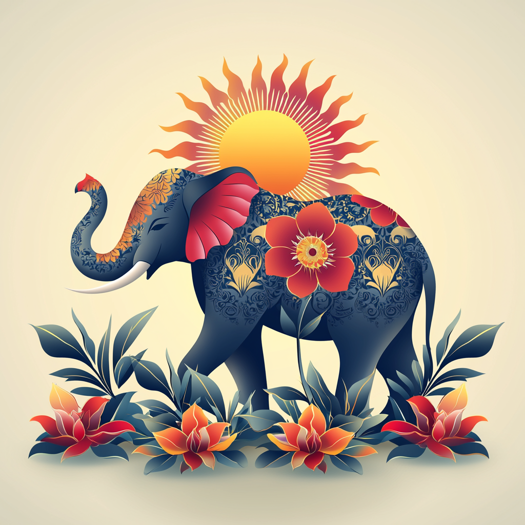 Ganesh Culture Logo with Elephant and Sun