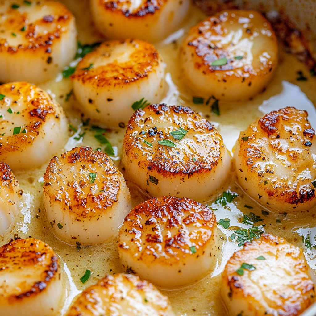 Garlic Butter Baked Scallops with Lemon and Parsley