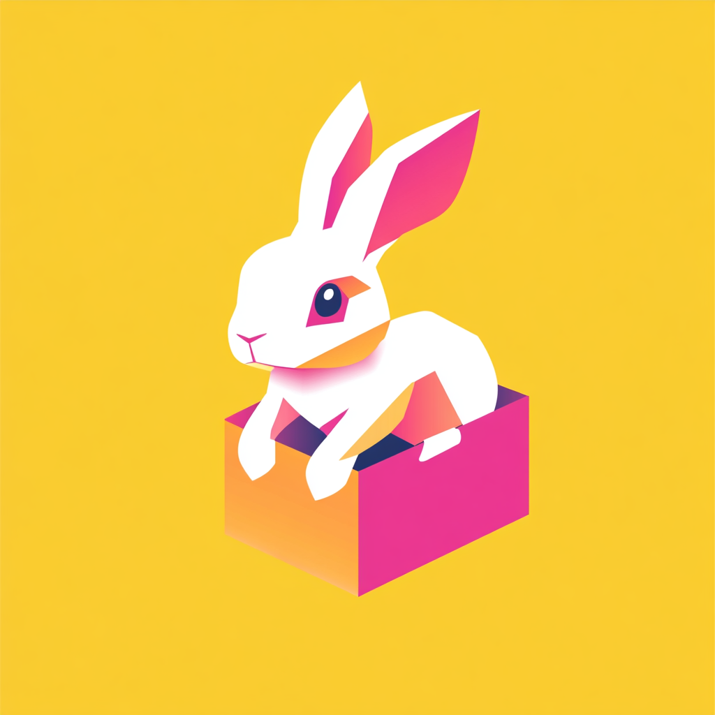 Generation Alpha style rabbit subscription box logo design.