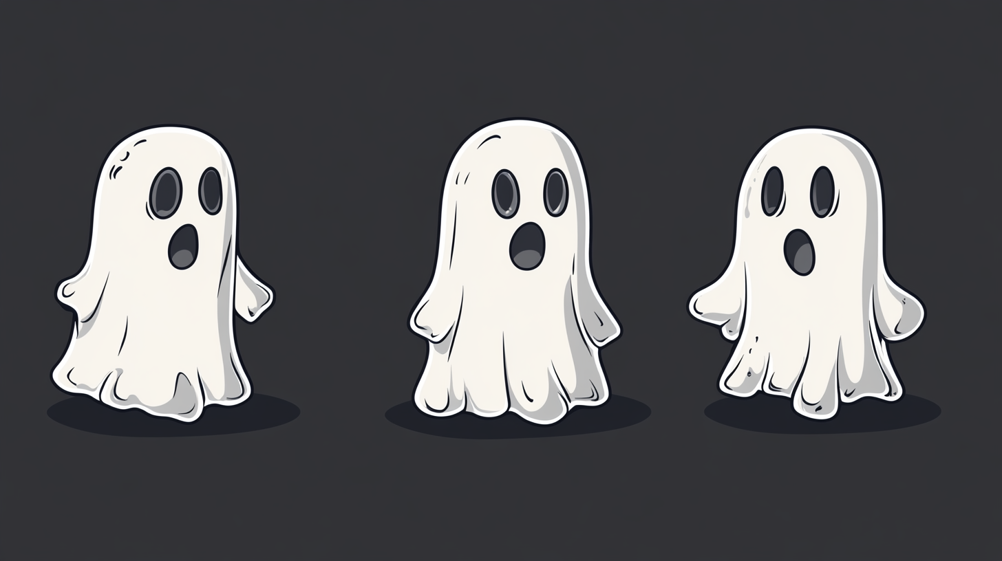 Ghost Cartoon Illustration Set on Dark Background