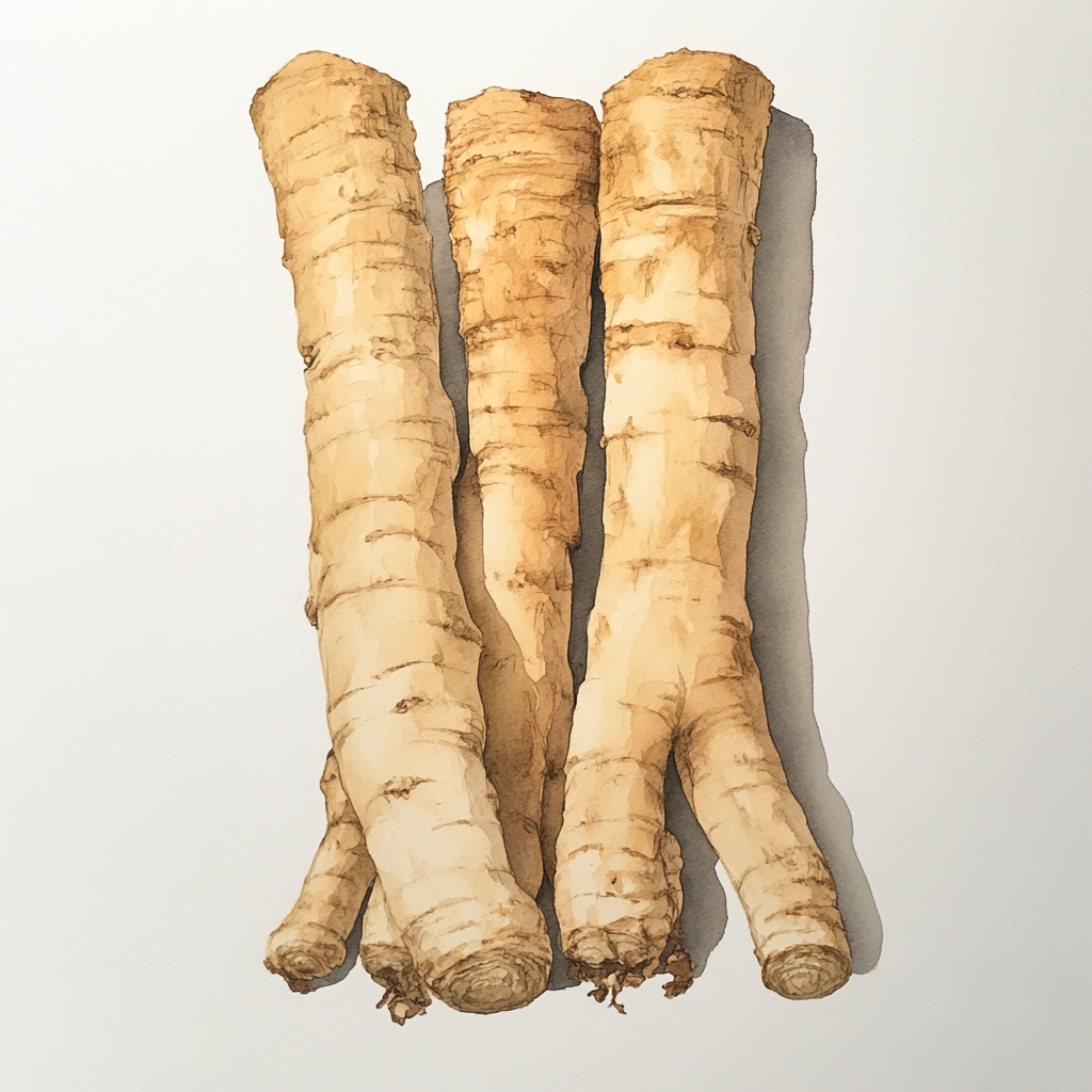 Ginseng Roots in Watercolor: Natural Beauty Displayed