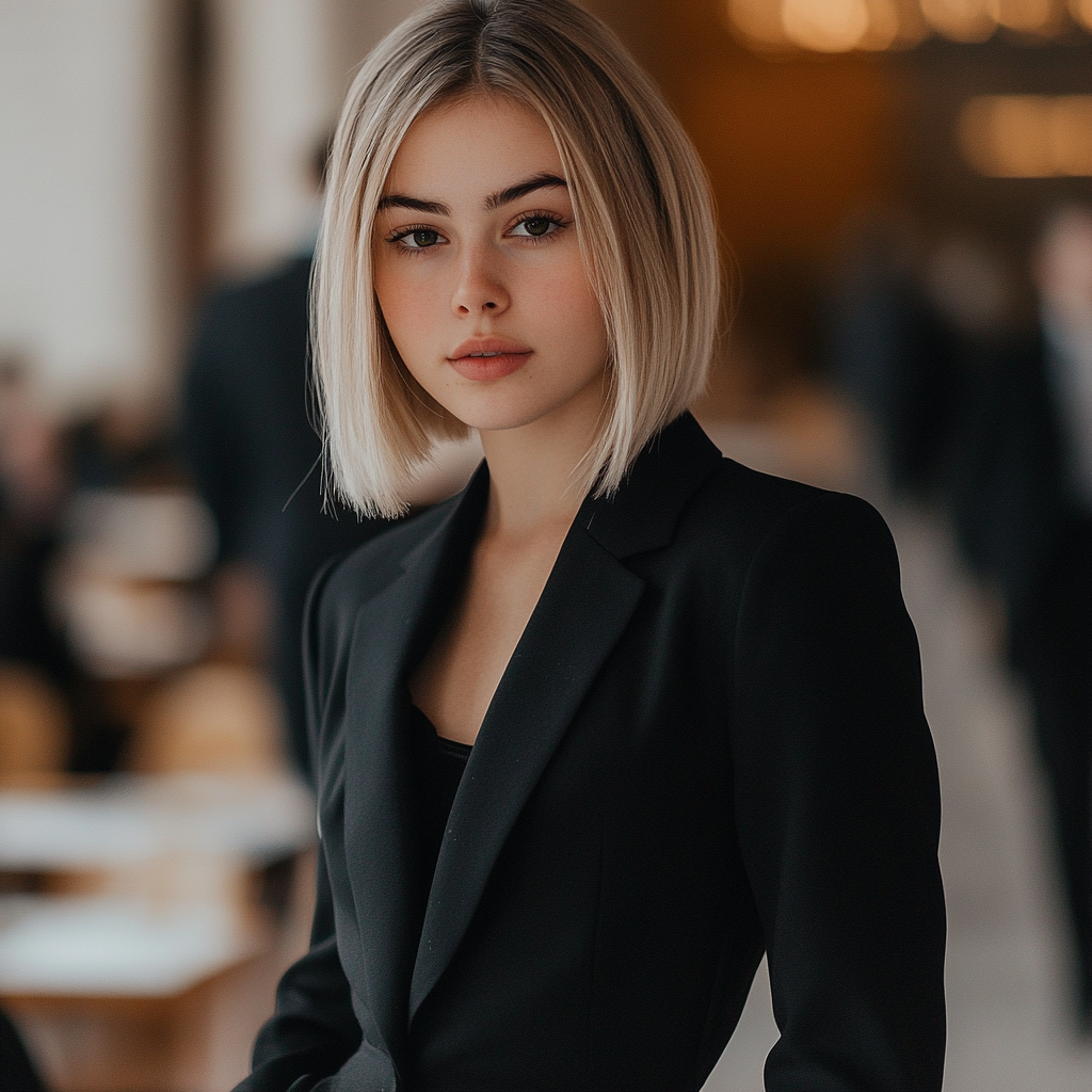 Blonde Girl in 20s with Bob Haircut