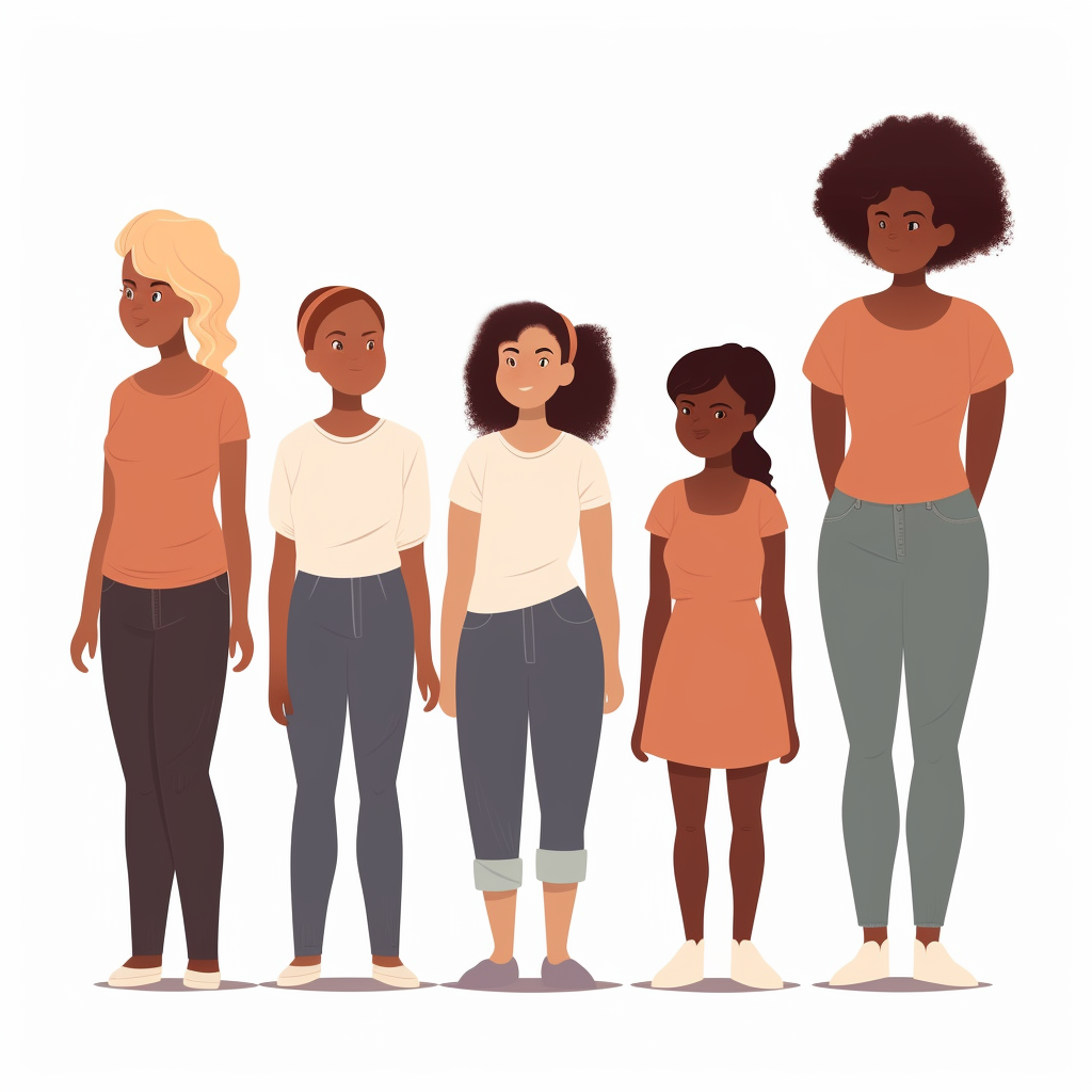 Vector Illustration of Girls of different ages and races