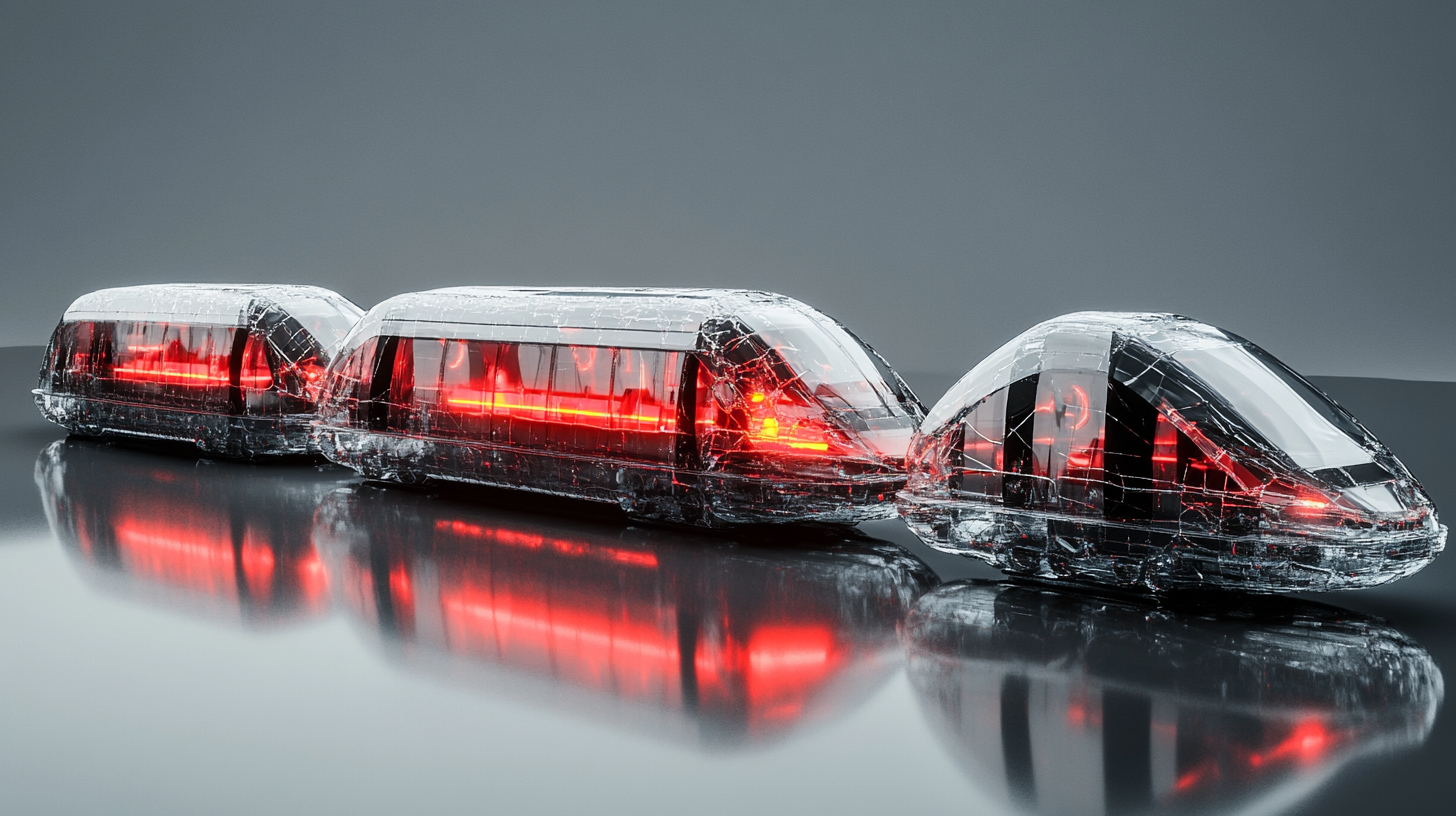 Glass Trains Surround Glowing Central Model