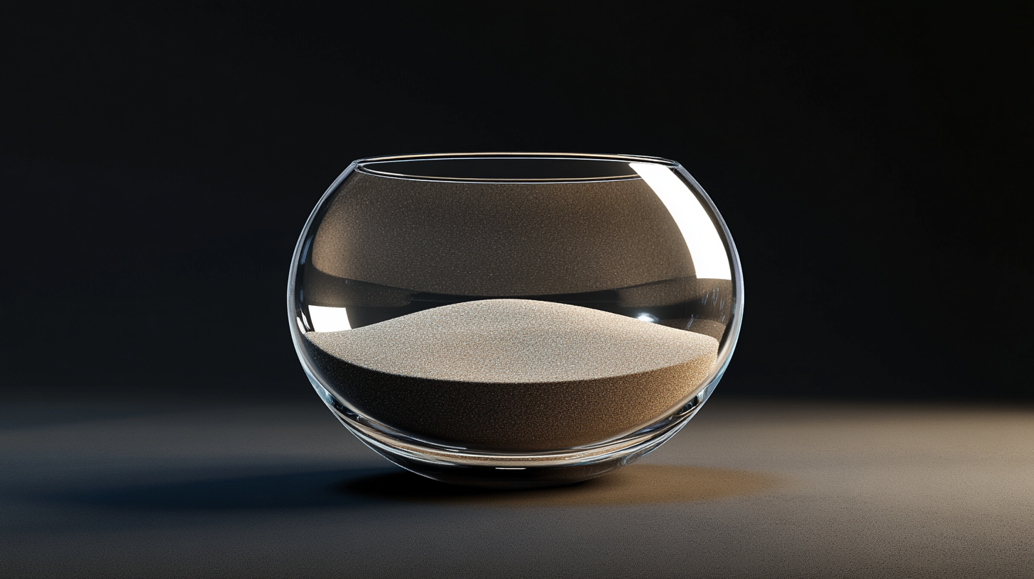 Glass object with sand gradient fill in 4k dark.