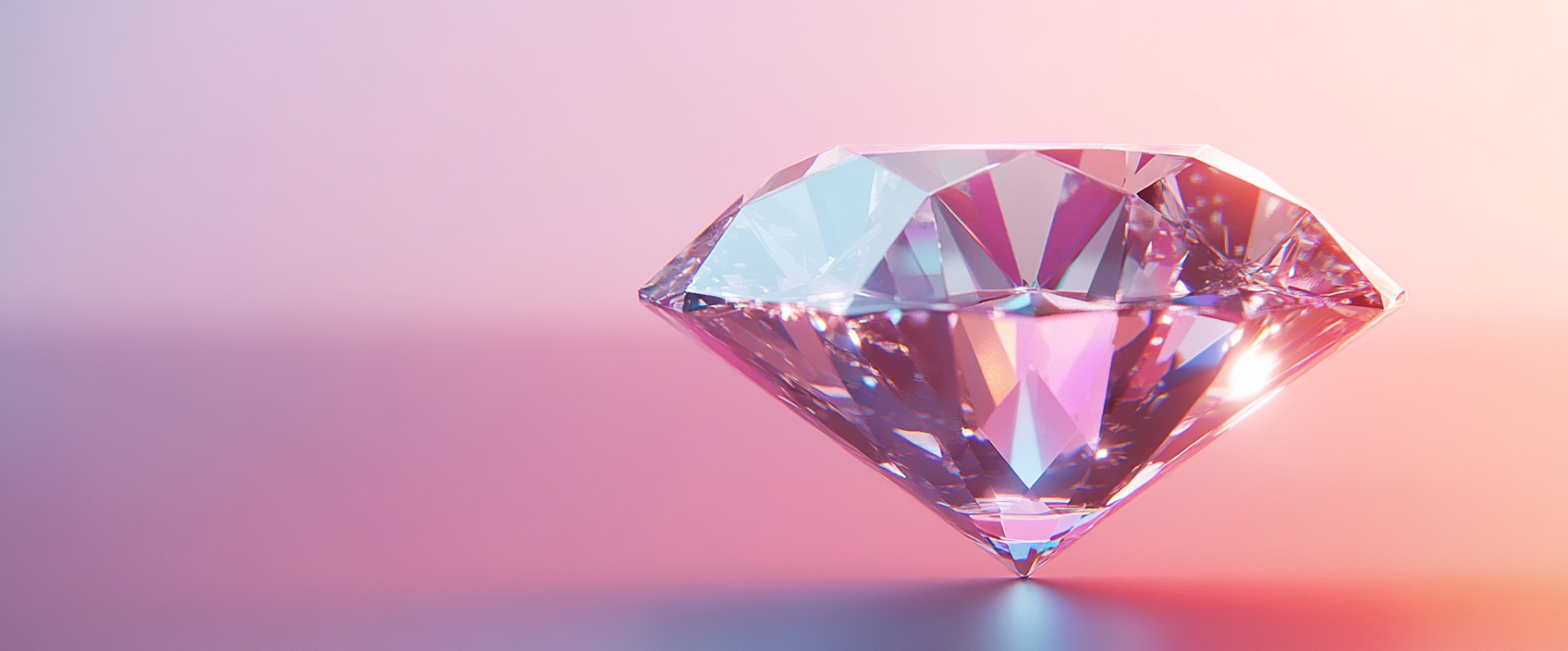 Glistening diamond shines brightly against blue background