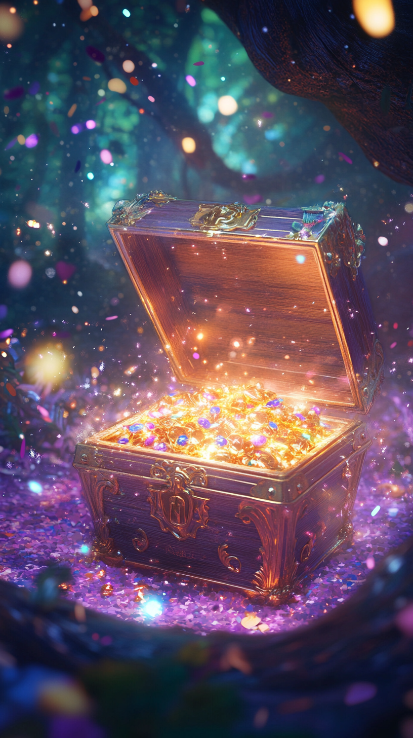 Glowing Treasure Chest in Disney-Inspired Scene