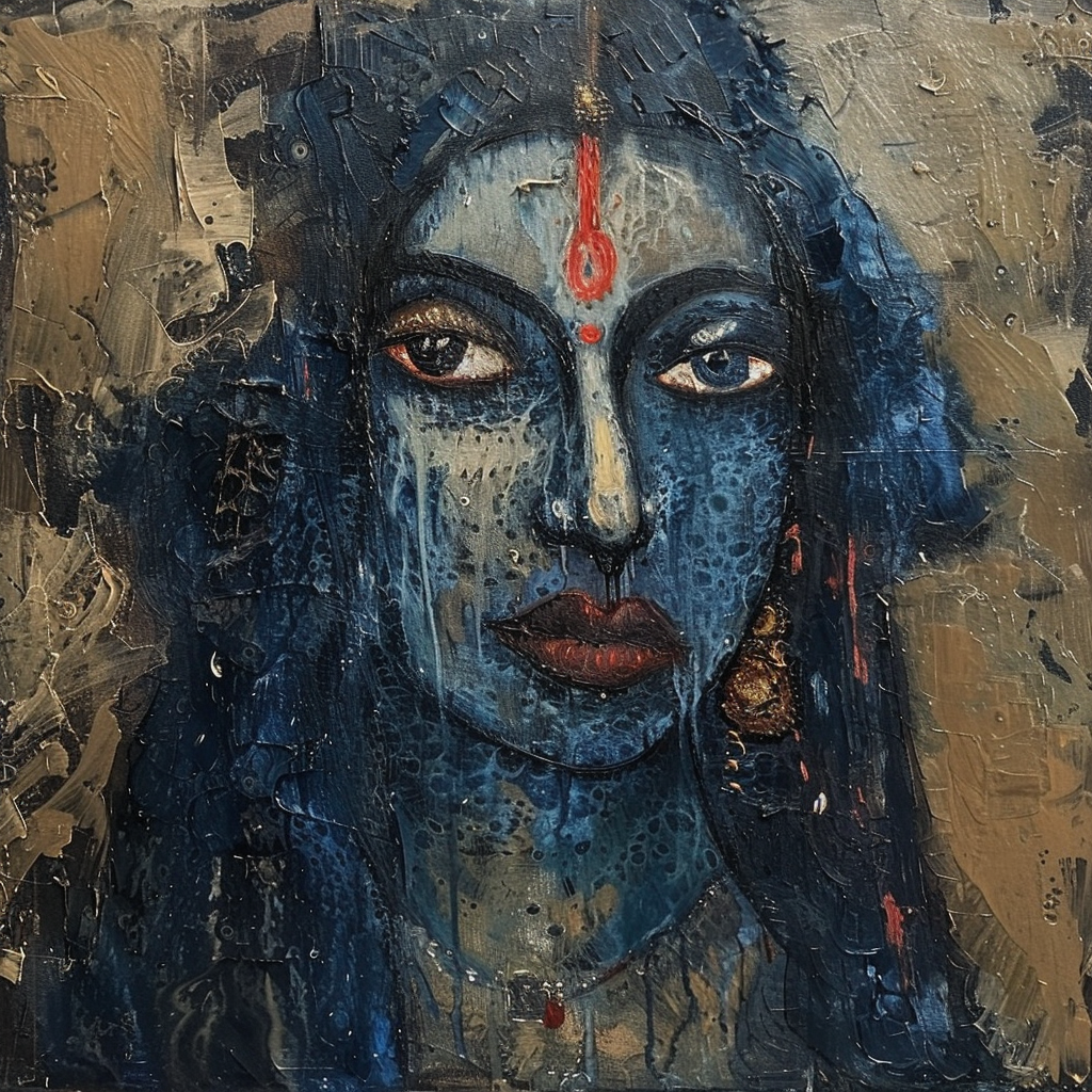 Goddess Kali in Vermeer style with Rothko background.