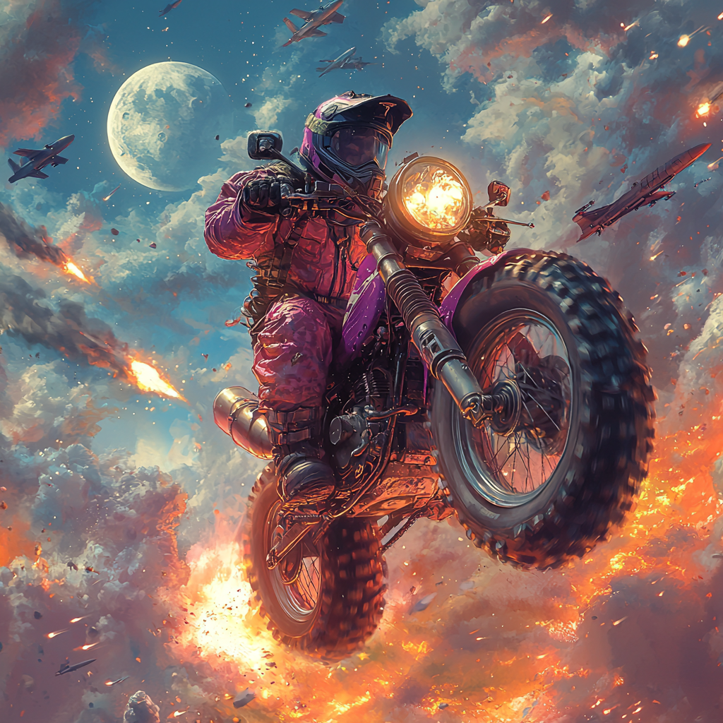 Godzilla on Dirtbike with Rocket Launcher vs Barney