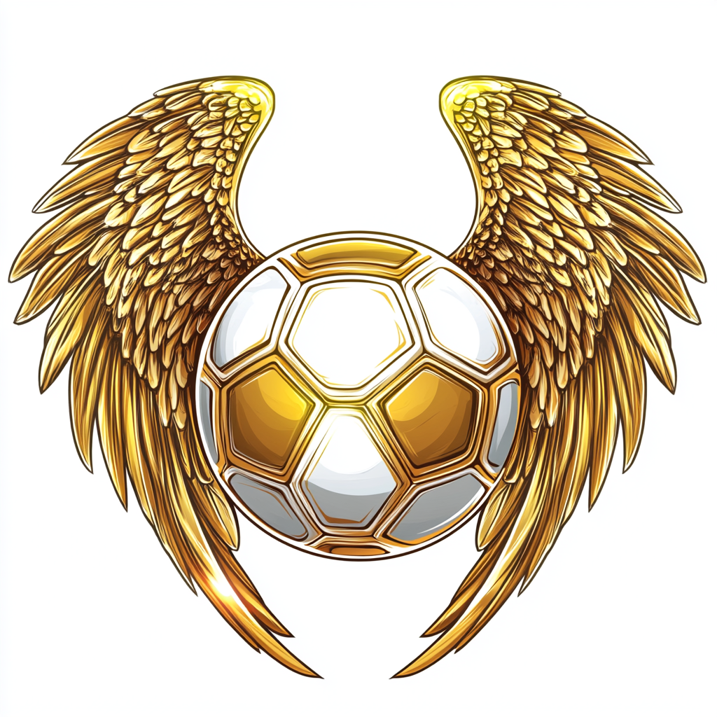 Gold and White Soccerball with Angel Wings and Halo in Anime Style