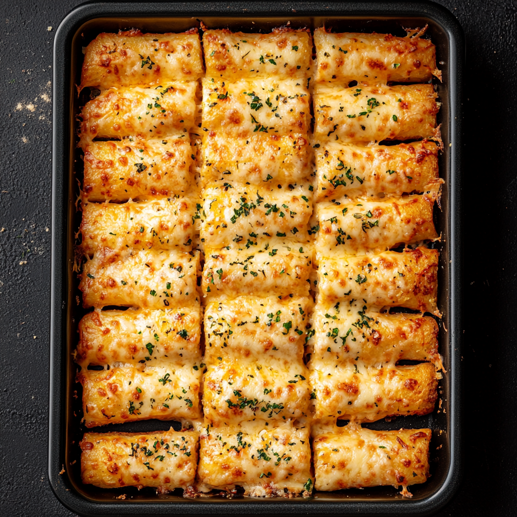 Golden Cheesy Breadsticks with Melted Cheese