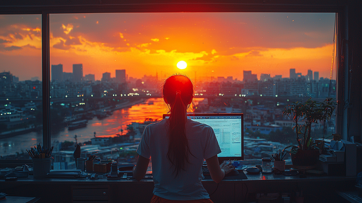 Korean Woman Working